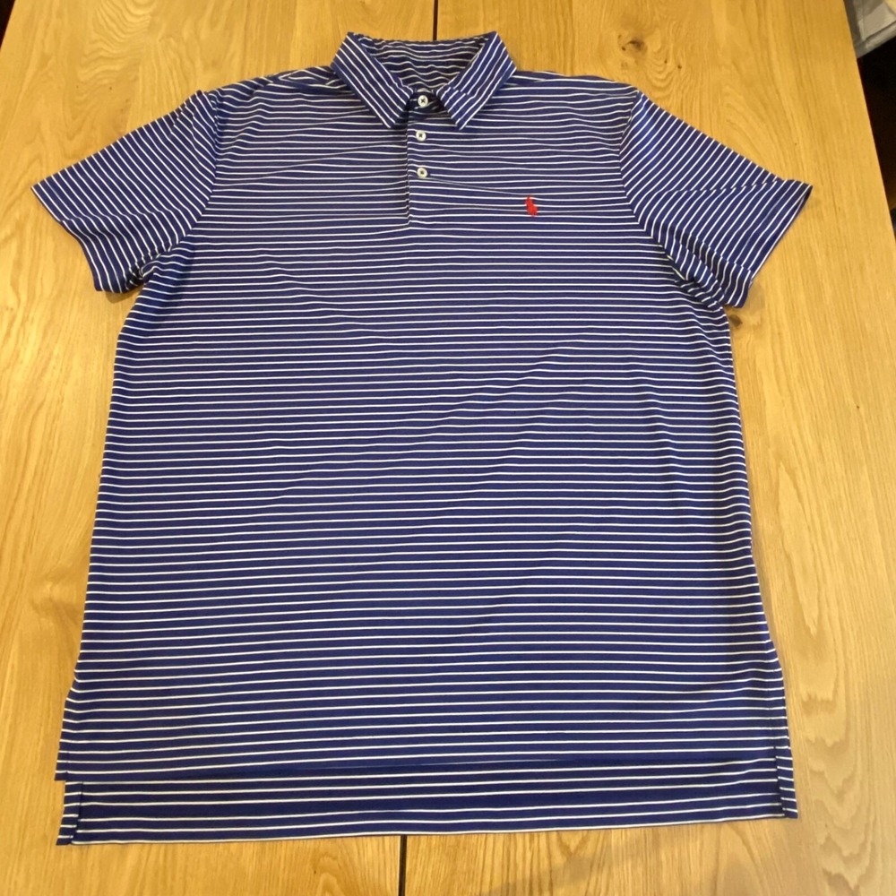 POLO Ralph‎ Lauren Preformance Polo Navy and blue stripe XL short Sleeve